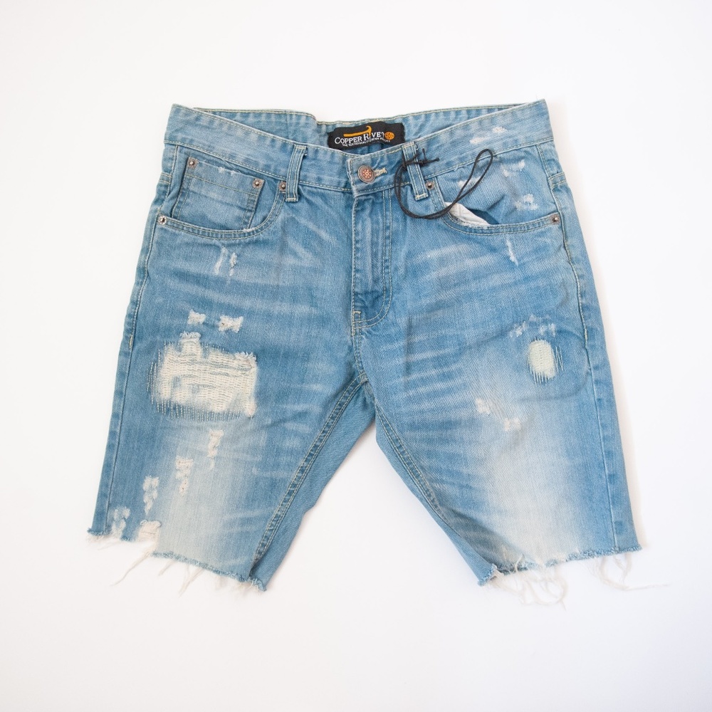 Copper Rivet Distressed Denim Shorts NWOT